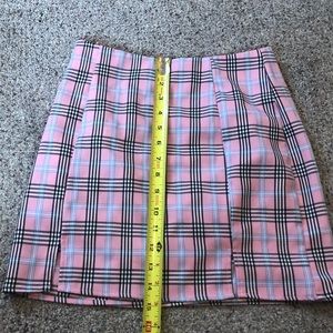 Pink and blue plaid skirt